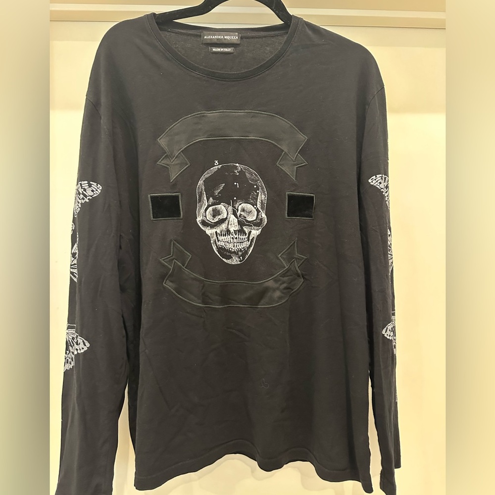 Preowned authentic Alexander McQueen Skull And Moth Print T Shirt